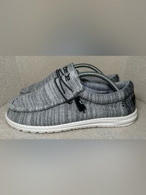 Hey Dude Wally Stretch Yin Yang Loafers Gray Lightweight Casual Slip On Shoes 10